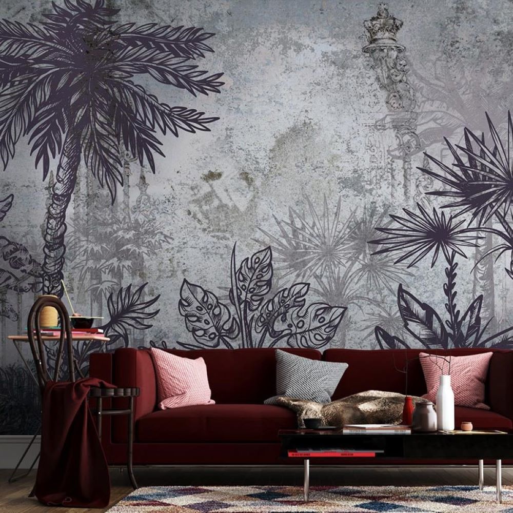 Uva Eskitme Antrasit Orman Duvar Kağıdı