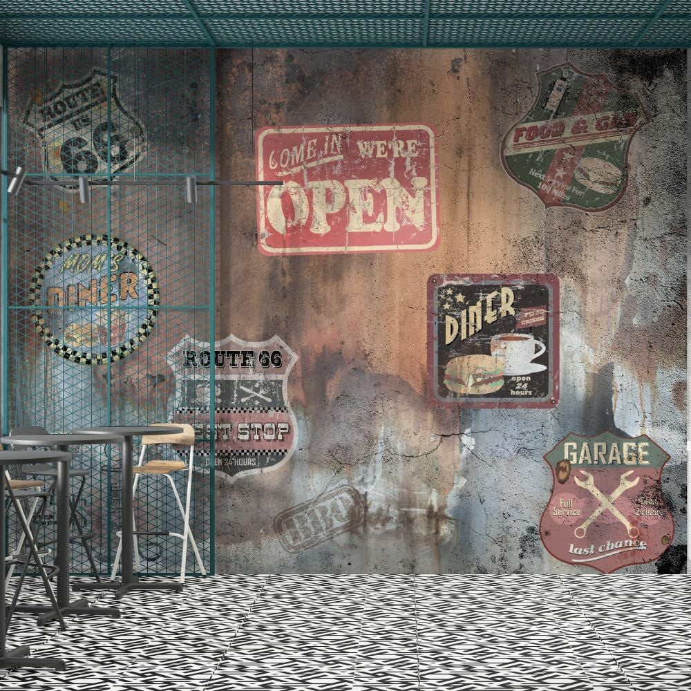 Retro Tabelalar Eskitme Duvar Kağıdı