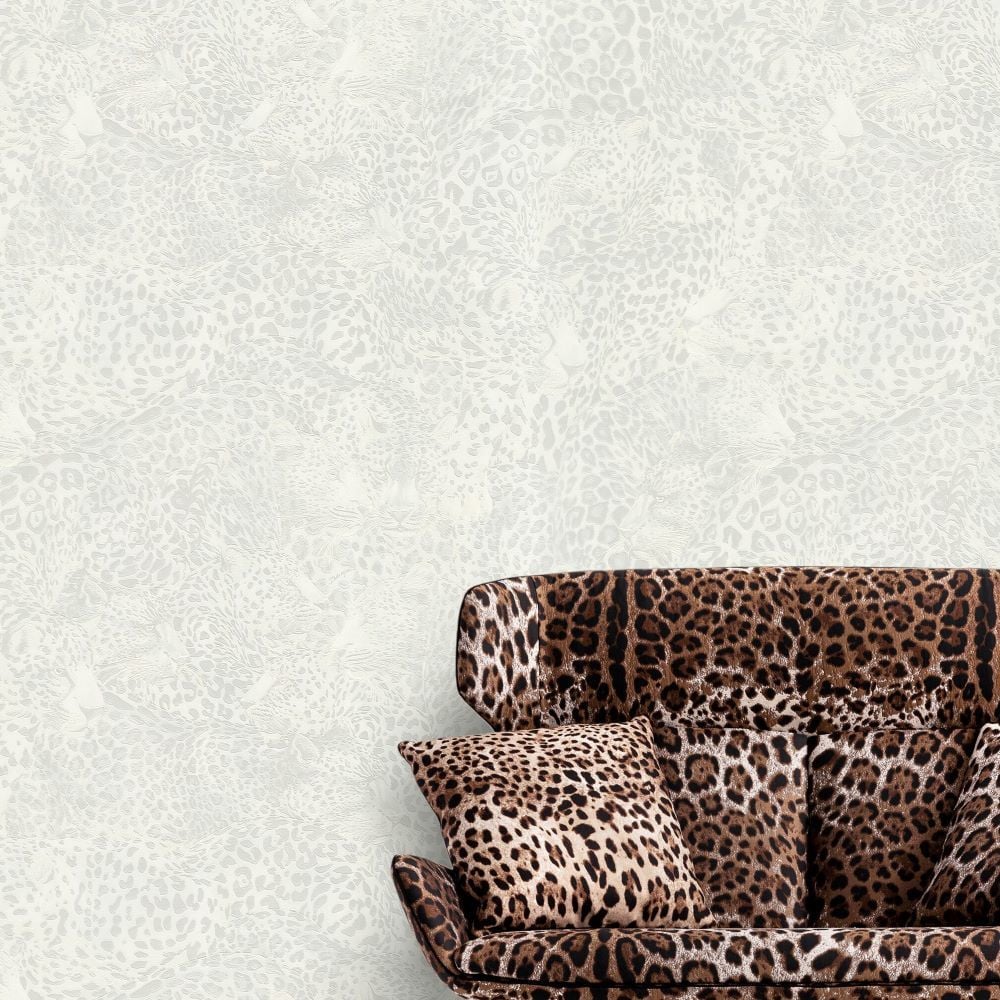 Dolce Gabbana Beyaz Leoparlar Duvar Kağıdı
