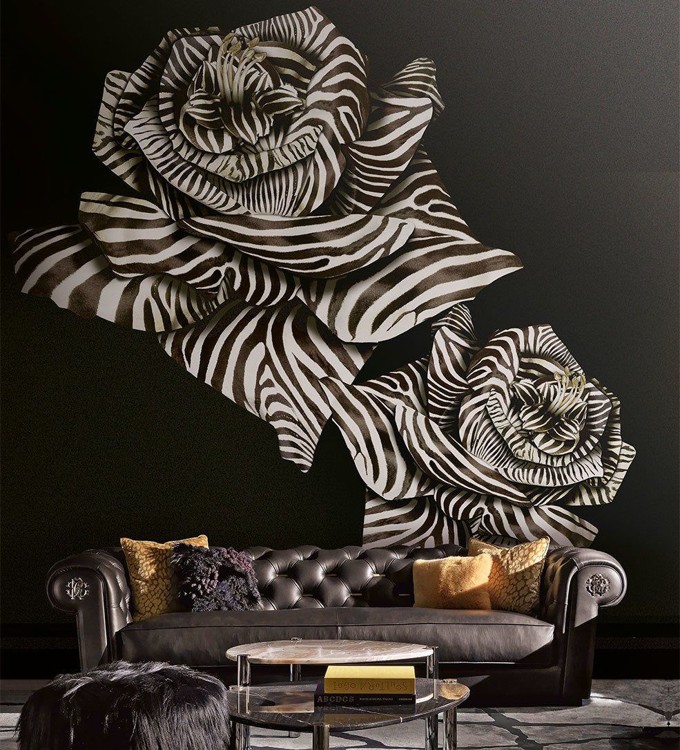Roberto Cavalli 8 Nolu Koleksiyon Panel Kağıt Zebra Rose