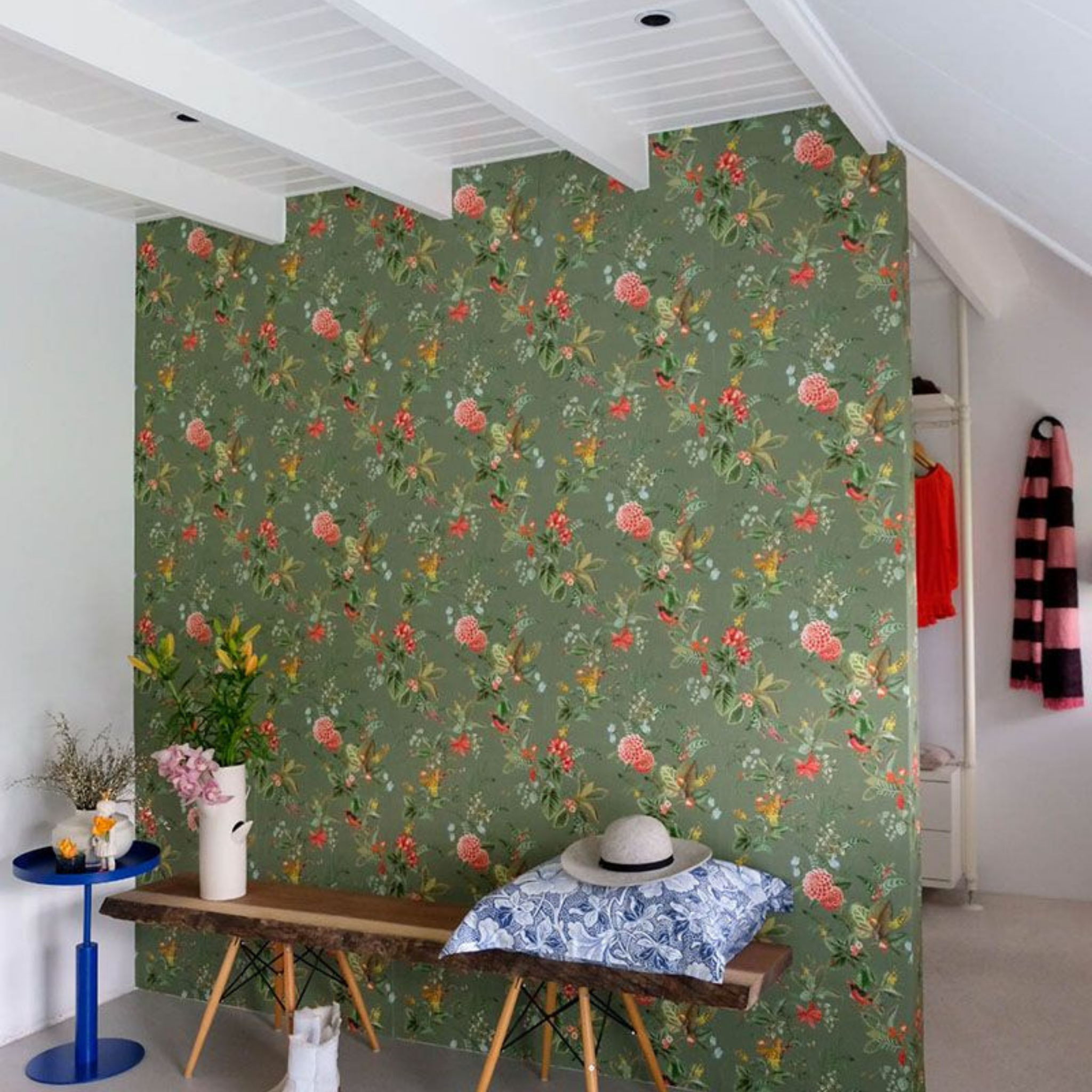 Pip Studio Botanik Tasarım Yeşil Zemin Florist Duvar Kağıdı