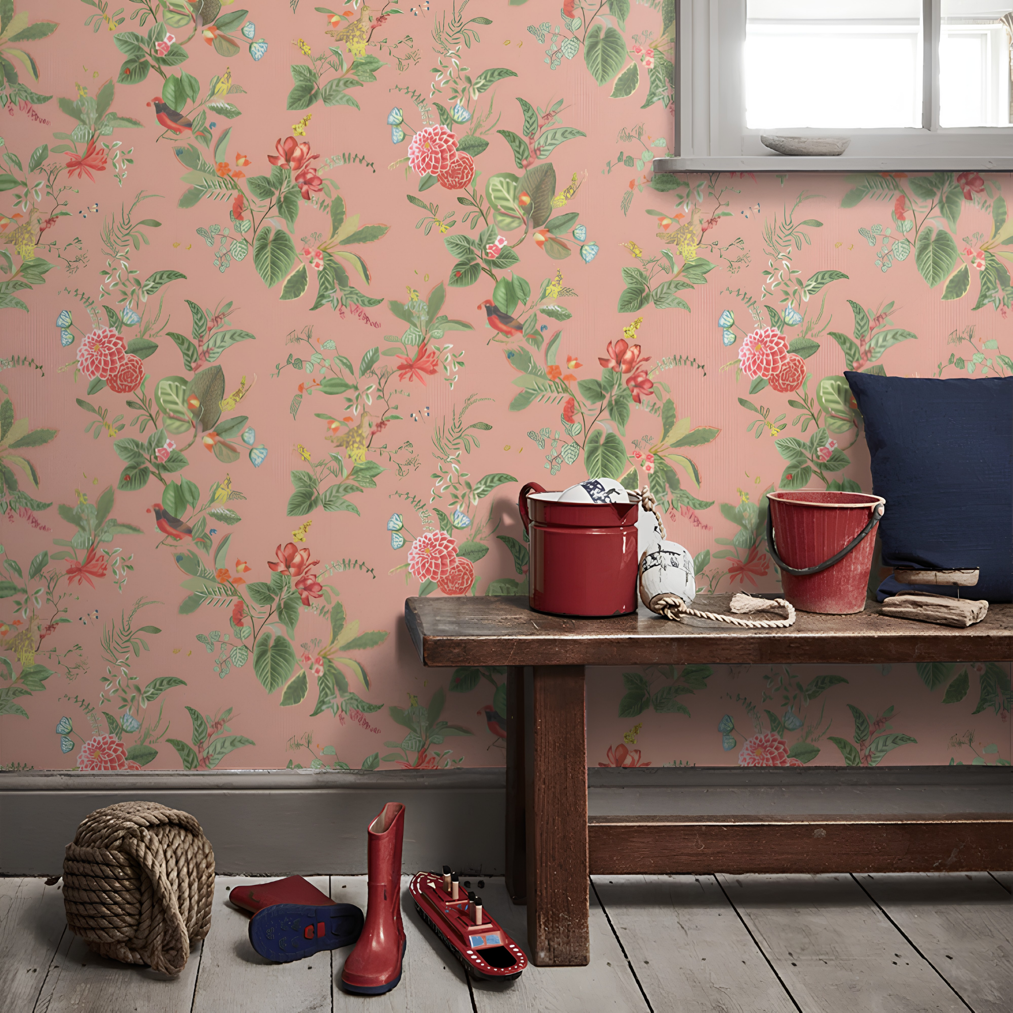 Pip Studio Floris Pembe Botanik Duvar Kağıdı