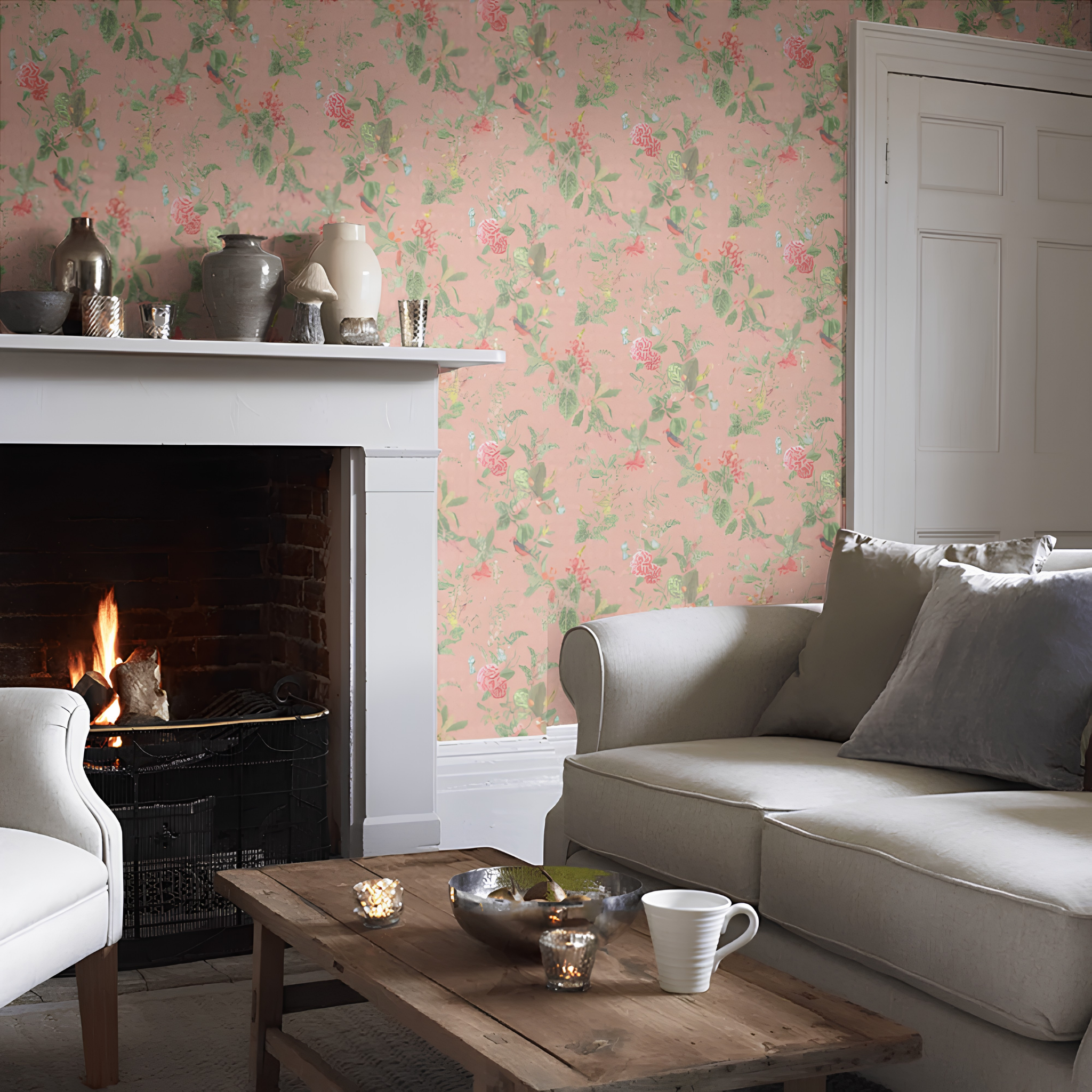Pip Studio Floris Pembe Botanik Duvar Kağıdı