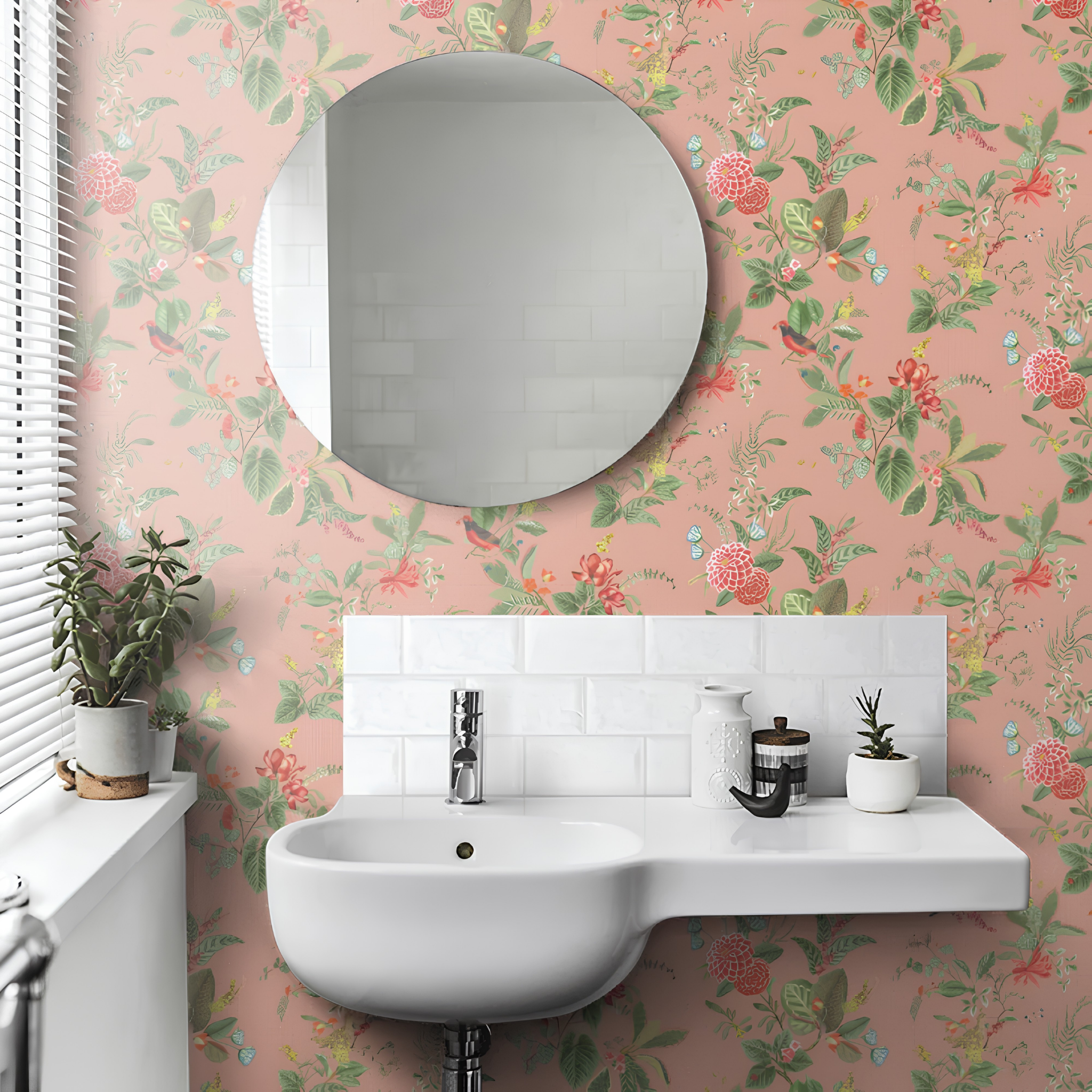 Pip Studio Floris Pembe Botanik Duvar Kağıdı
