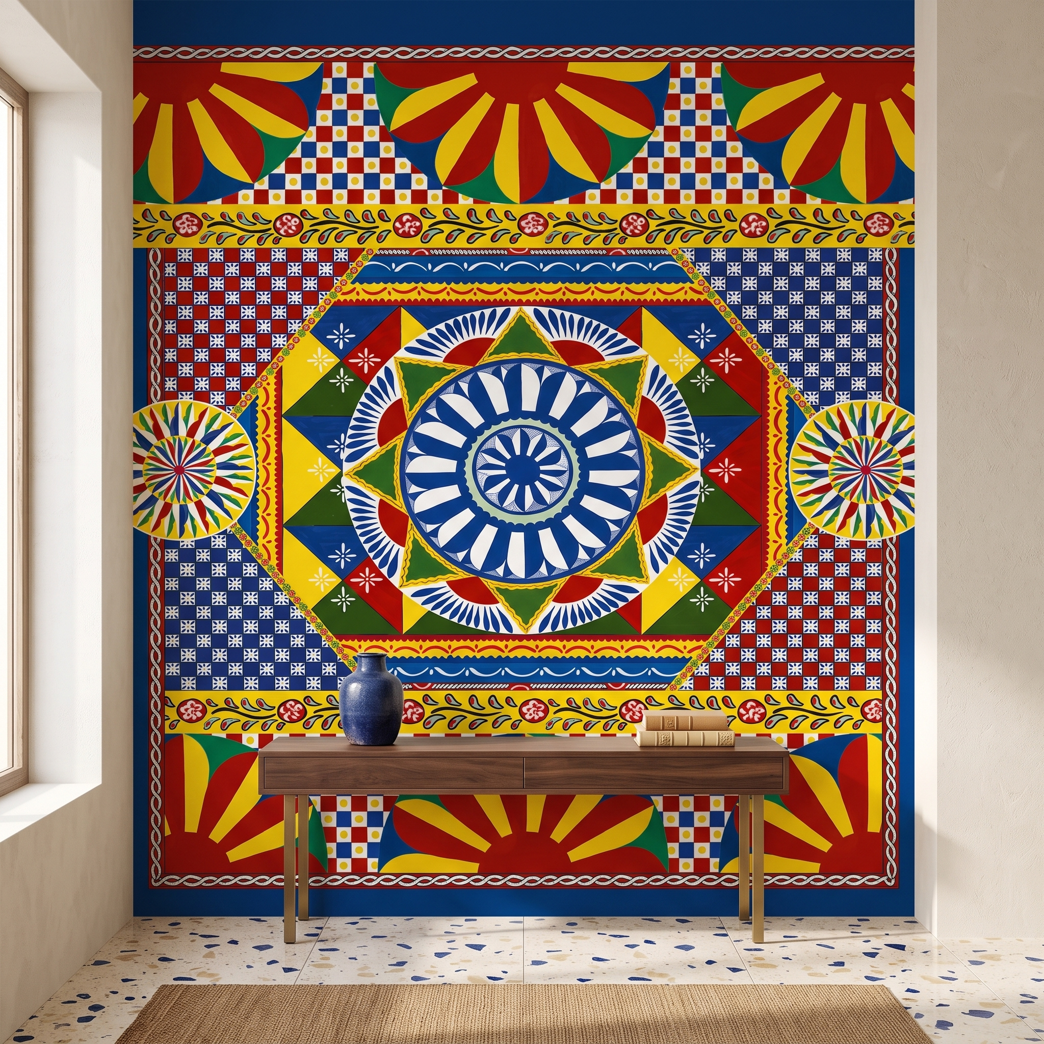 Dolce Gabbana Renkli Güneş Geometrik Desenli Pano Duvar Kağıdı