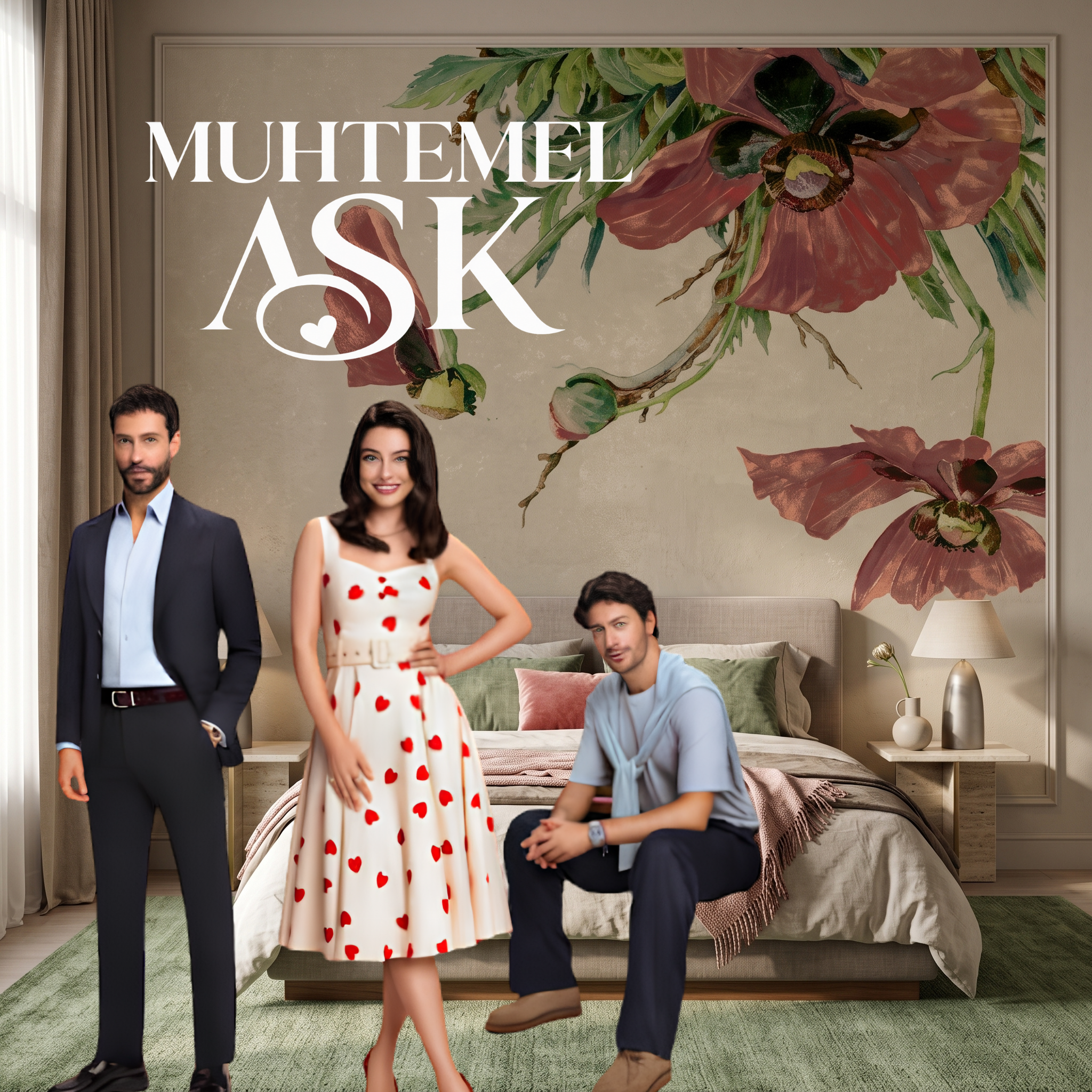 Muhtemel Aşk Dizisi Nostaljik Bordo Çiçekler Duvar Kağıdı