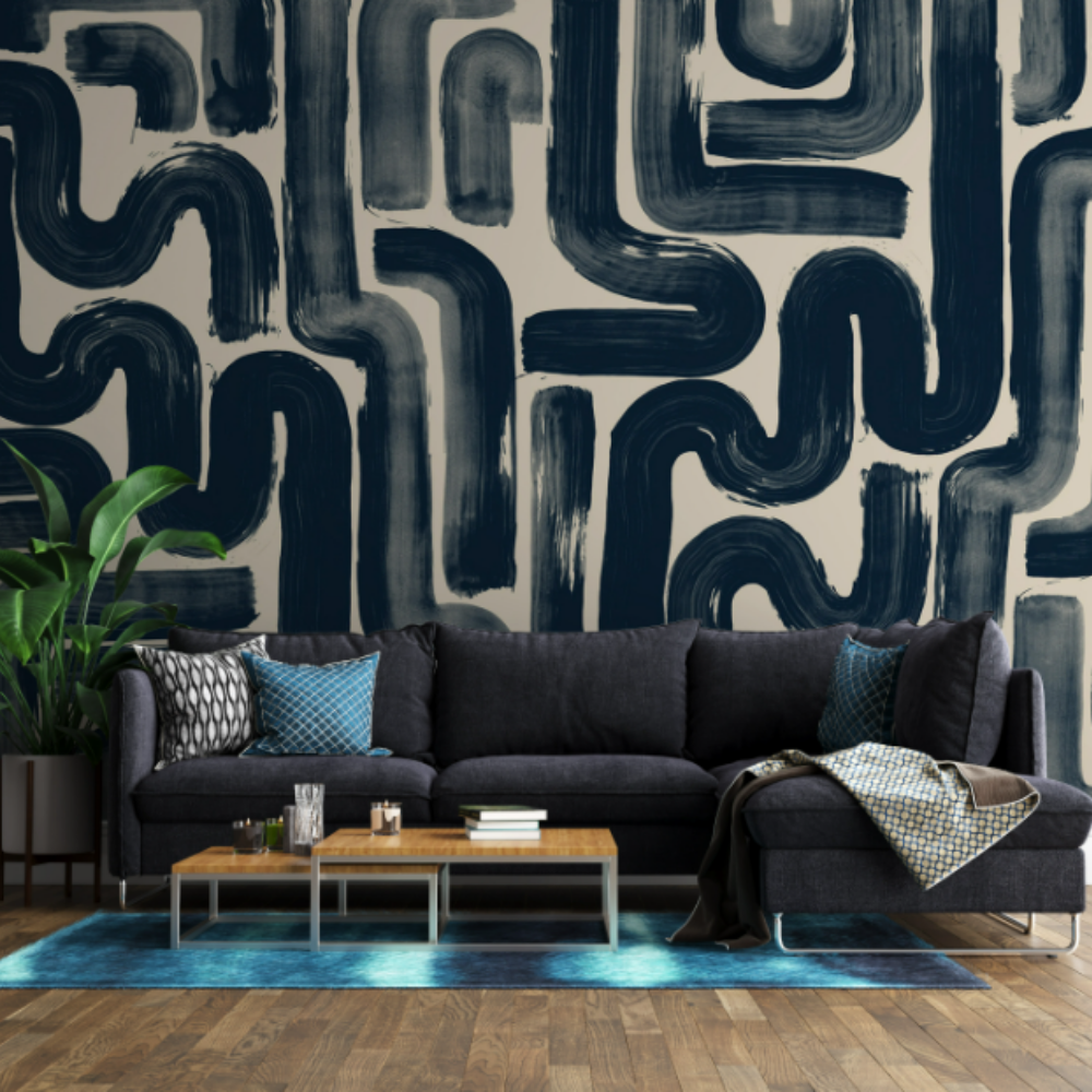 Modern Geometrik Fırça Desenli Duvar Kağıdı