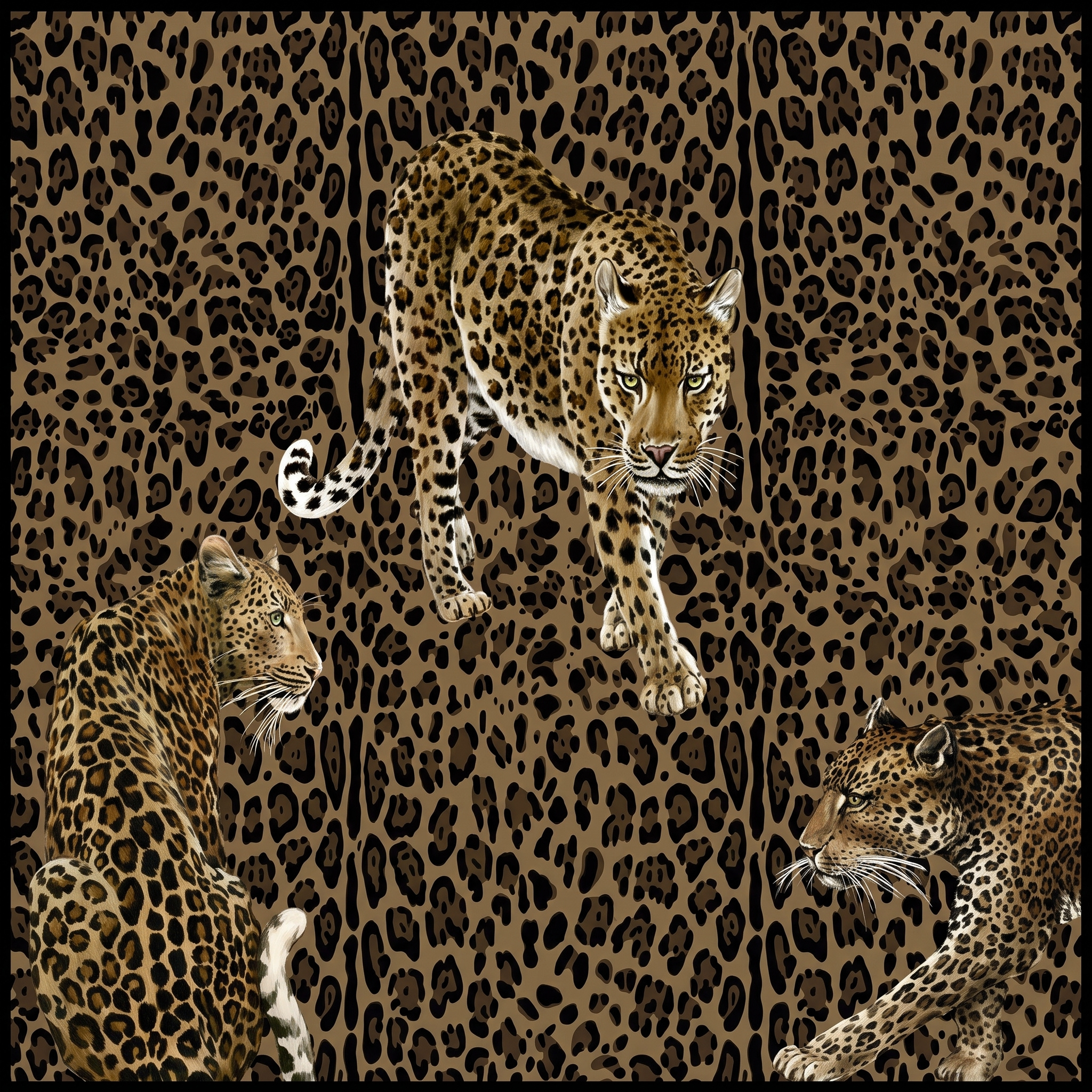 Dolce Gabbana Leopar Zeminde Leoparlar Pano Duvar Kağıdı