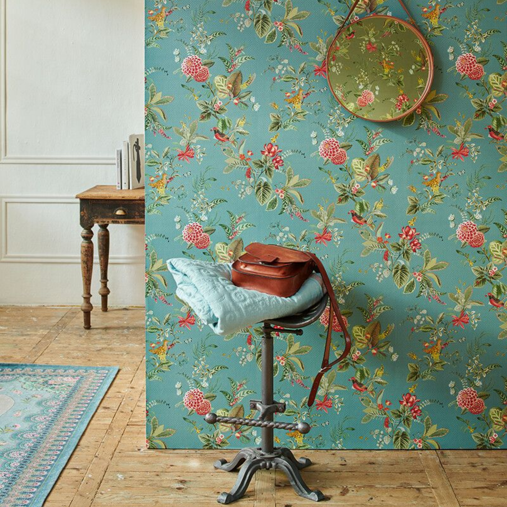 Pip Studio Botanik Tasarım Petrol Mavisi Florist Duvar Kağıdı