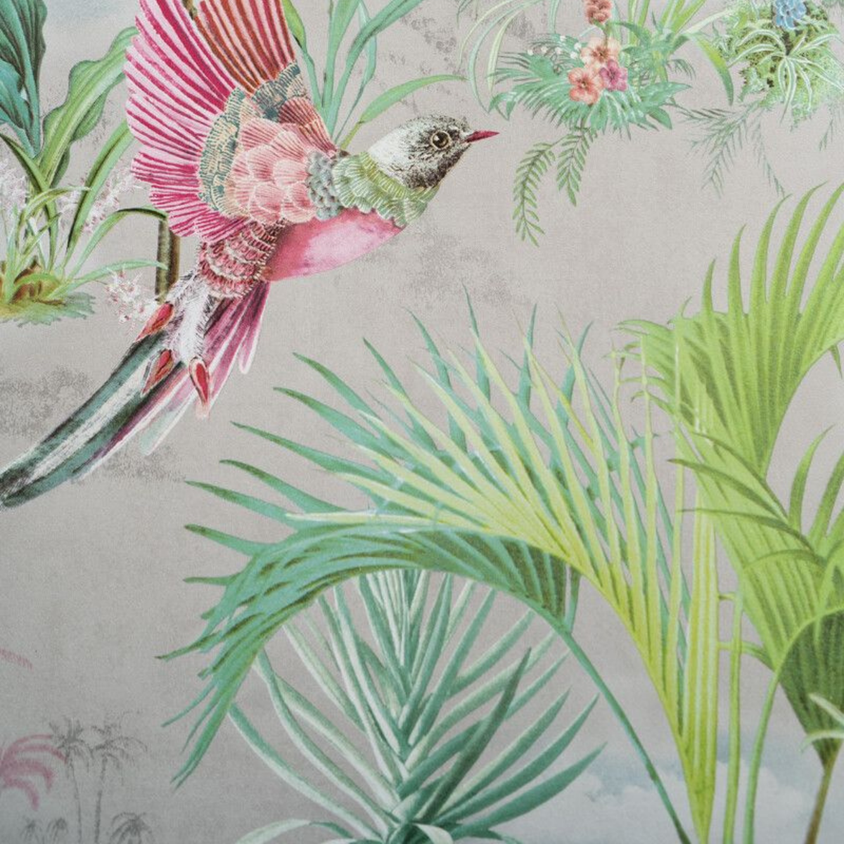 Pip Studio Palm Scene Gri Duvar Kağıdı