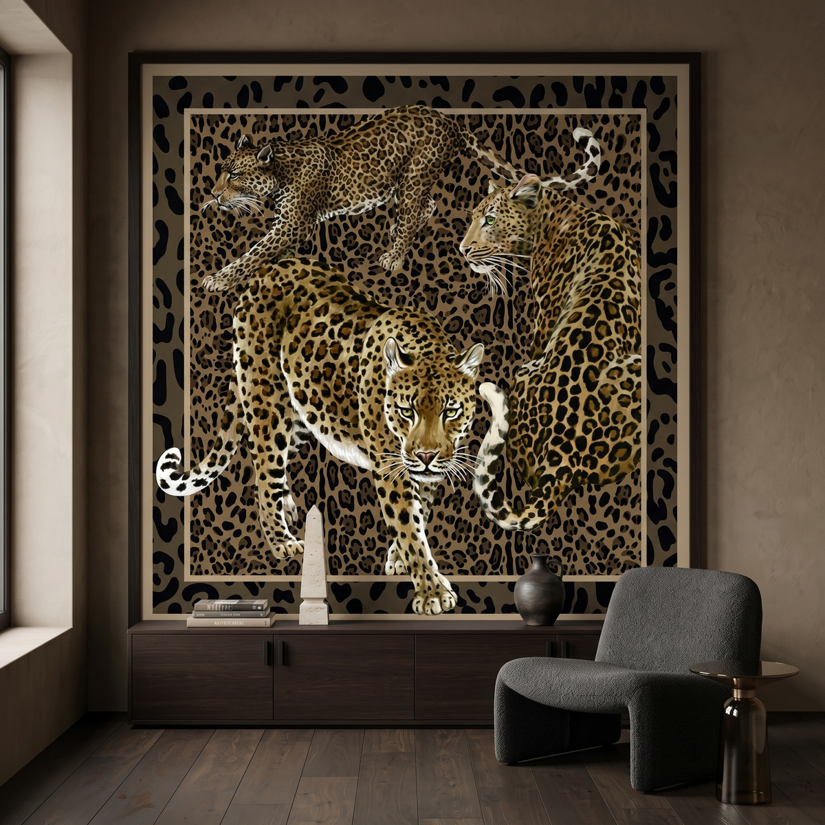 Dolce Gabbana Çerçeve Detaylı Leoparlar Pano Duvar Kağıdı