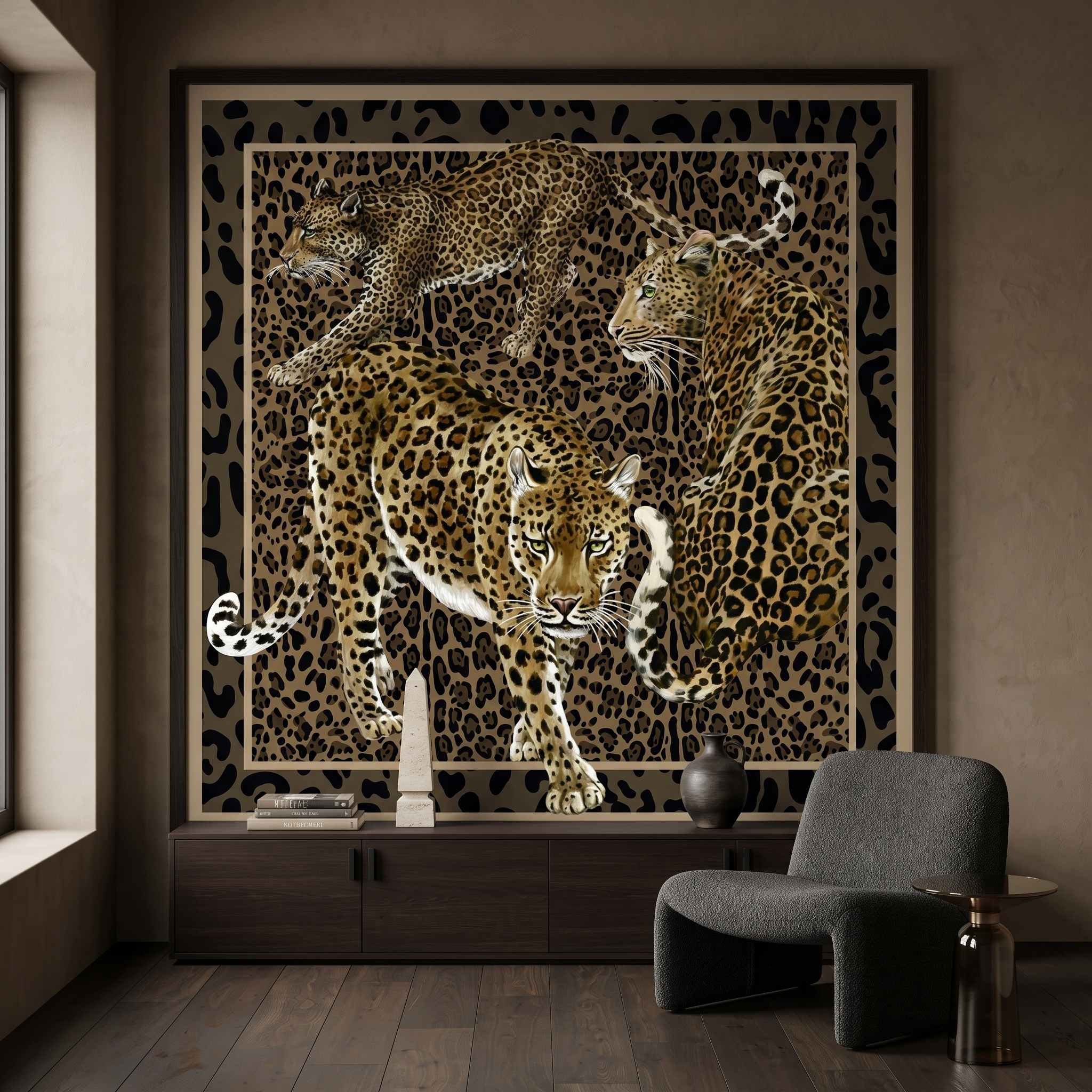 Dolce Gabbana Çerçeve Detaylı Leoparlar Pano Duvar Kağıdı