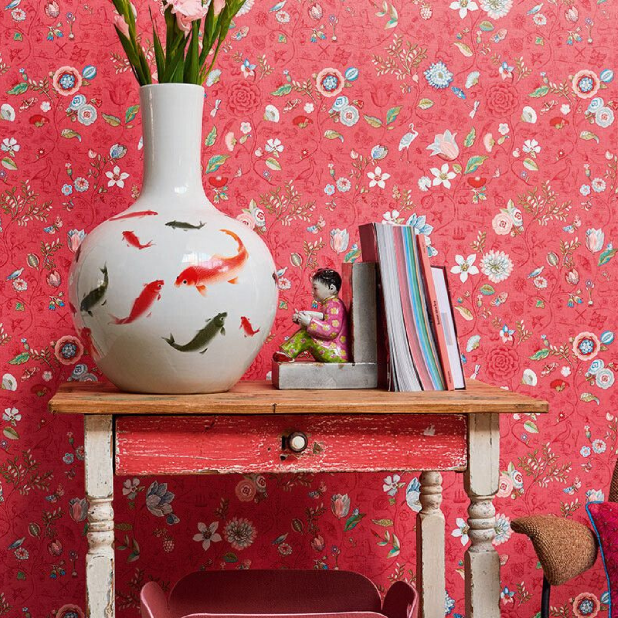 Pip Studio Spring to Life Pembe Duvar Kağıdı