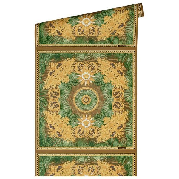 Versace 5 Koleksiyonu Karo Yeşil Desen Duvar Kağıdı