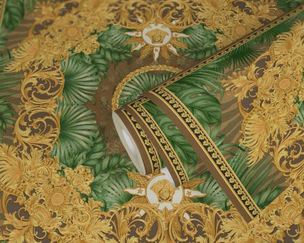 Versace 5 Koleksiyonu Karo Yeşil Desen Duvar Kağıdı