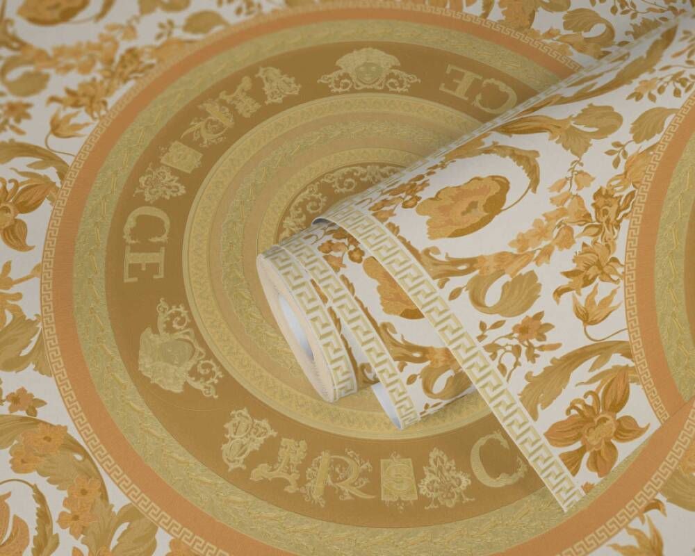Versace 5 Virtus Gold Krem Duvar Kağıdı