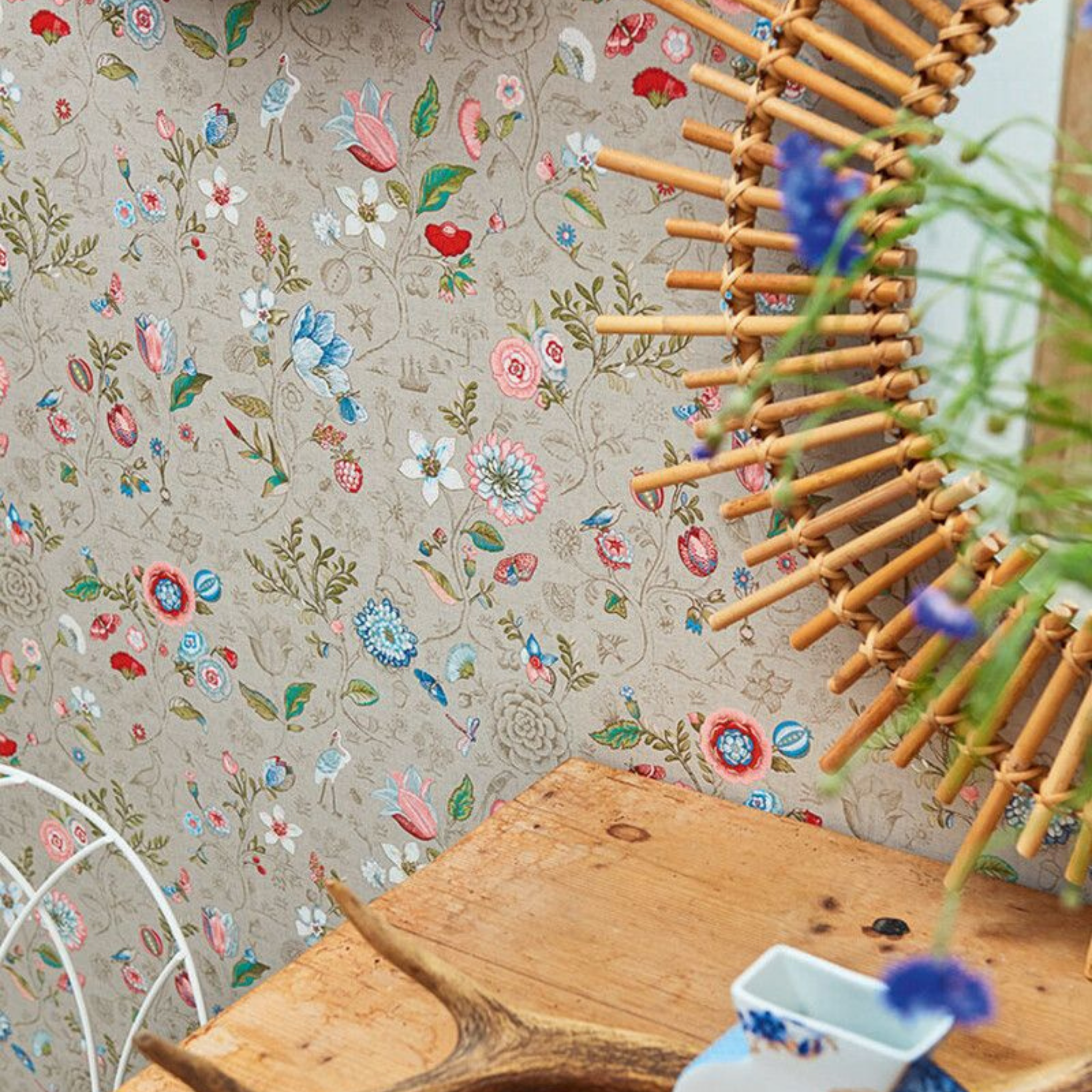 Pip Studio Spring to Life Haki Gri Duvar Kağıdı