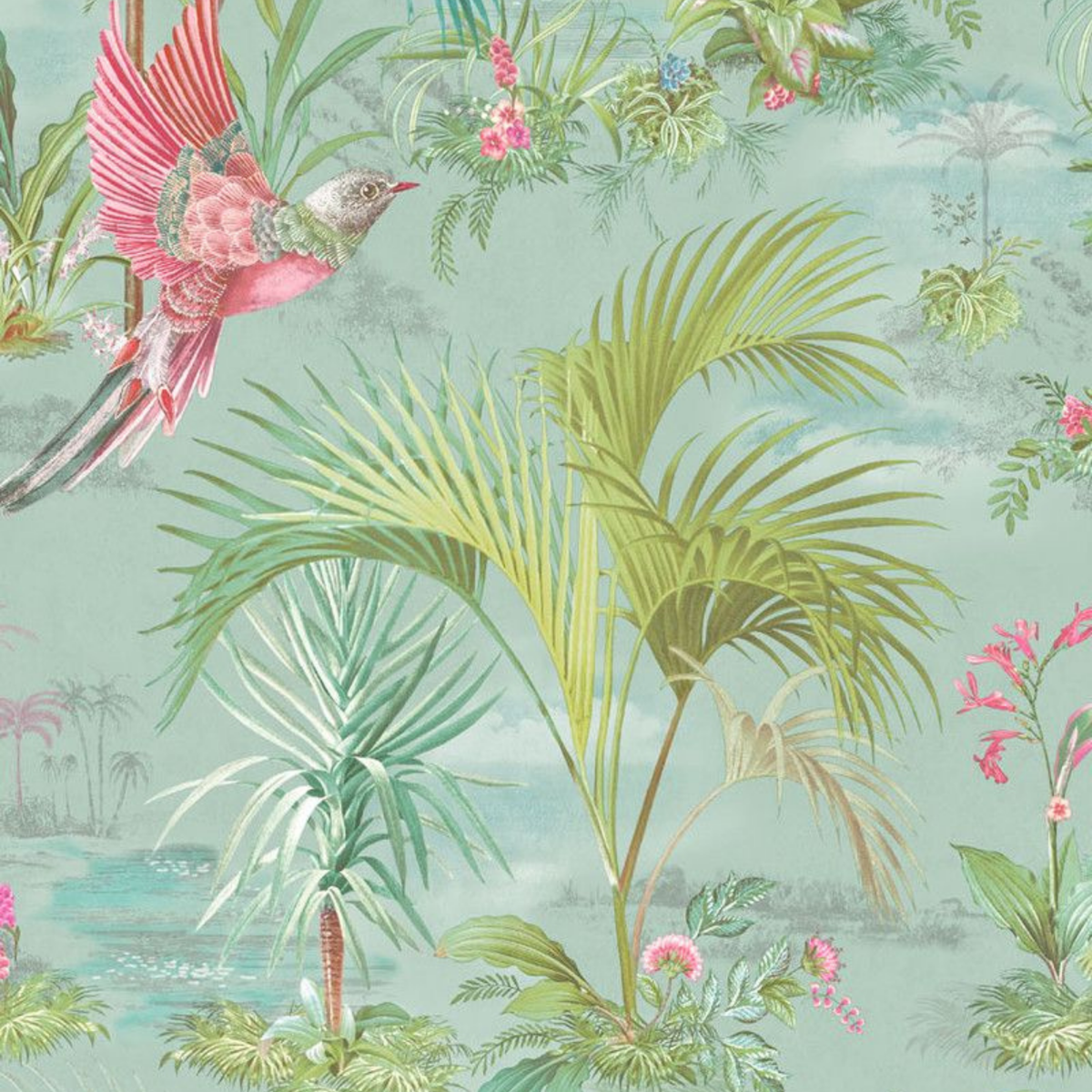 Pip Studio Palm Scene Mavi Duvar Kağıdı