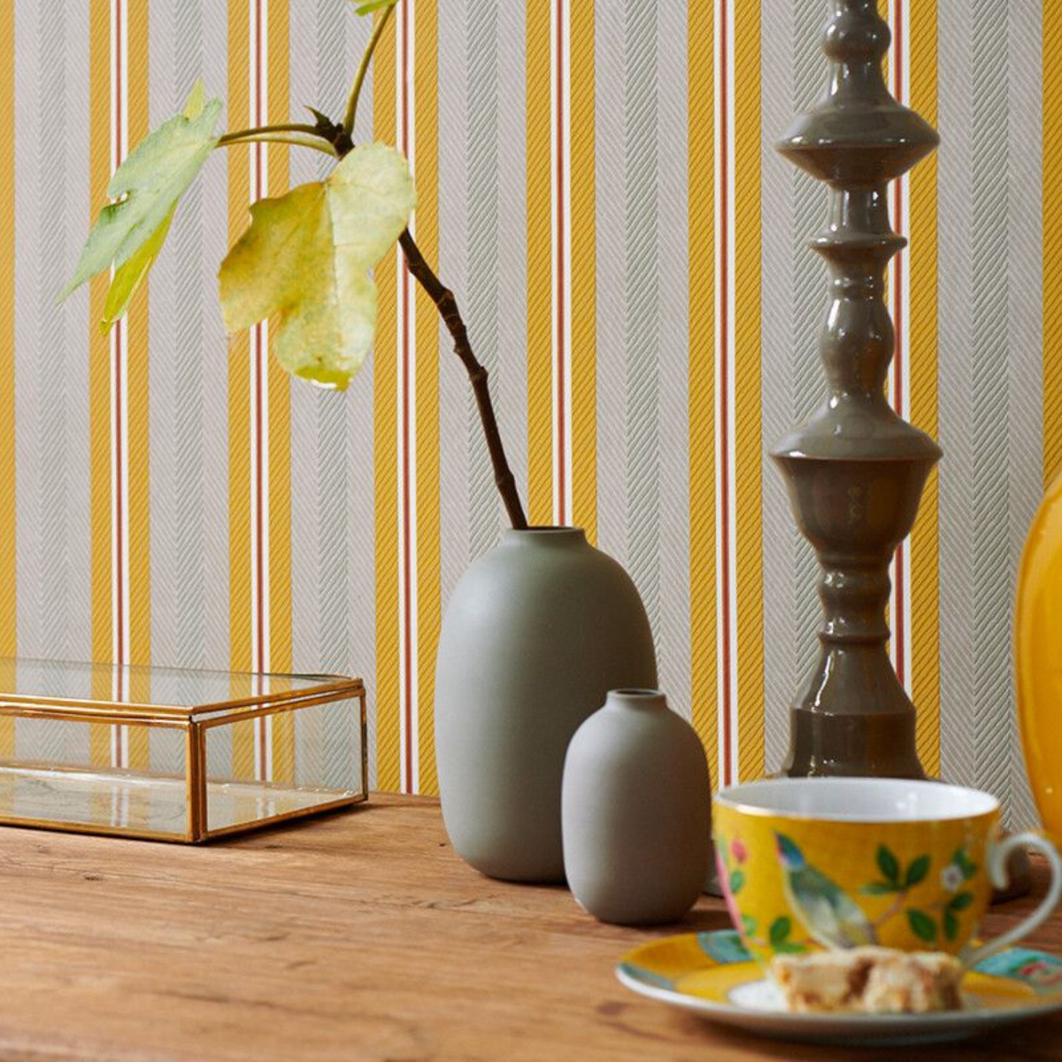 Pip Studio Blurred Lines Ocre Karamel Duvar Kağıdı