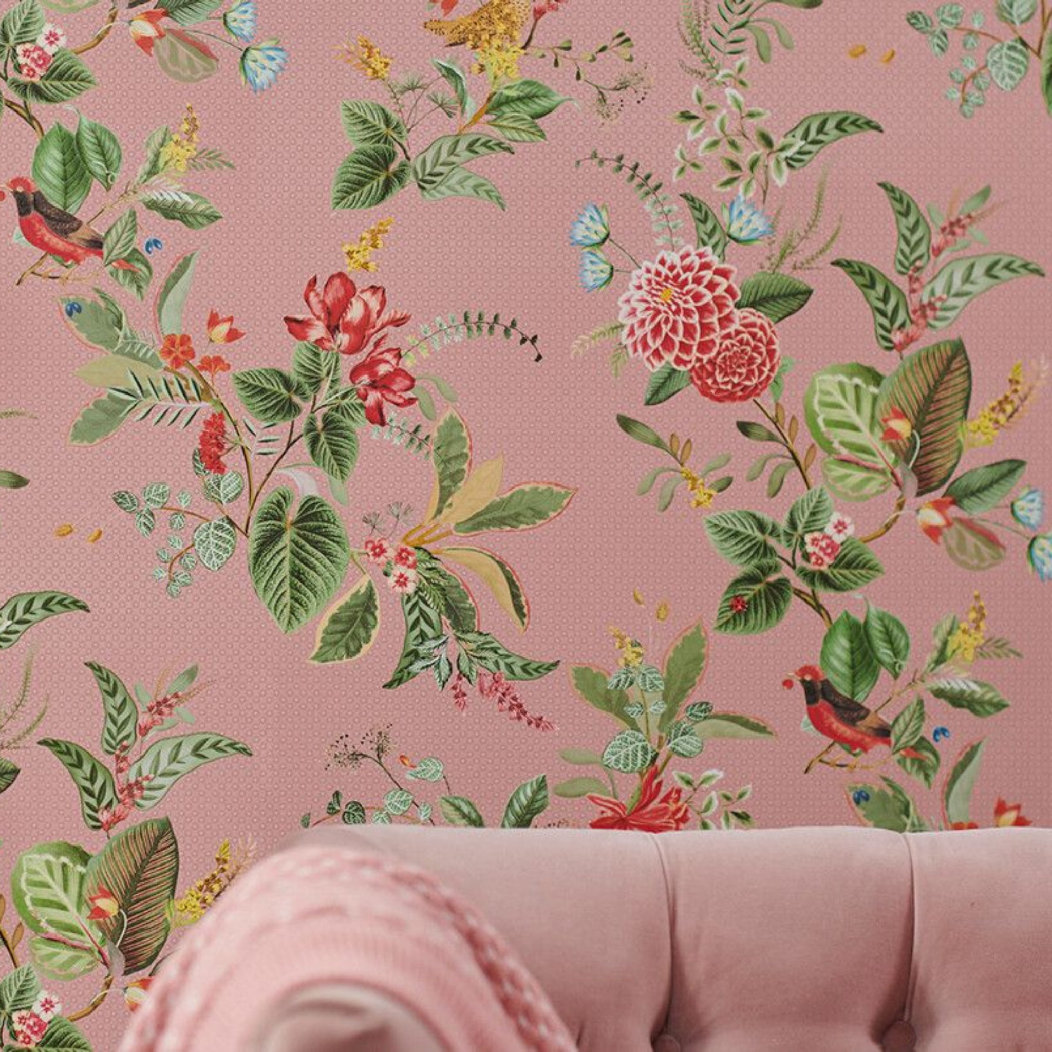 Pip Studio Floris Pembe Botanik Duvar Kağıdı