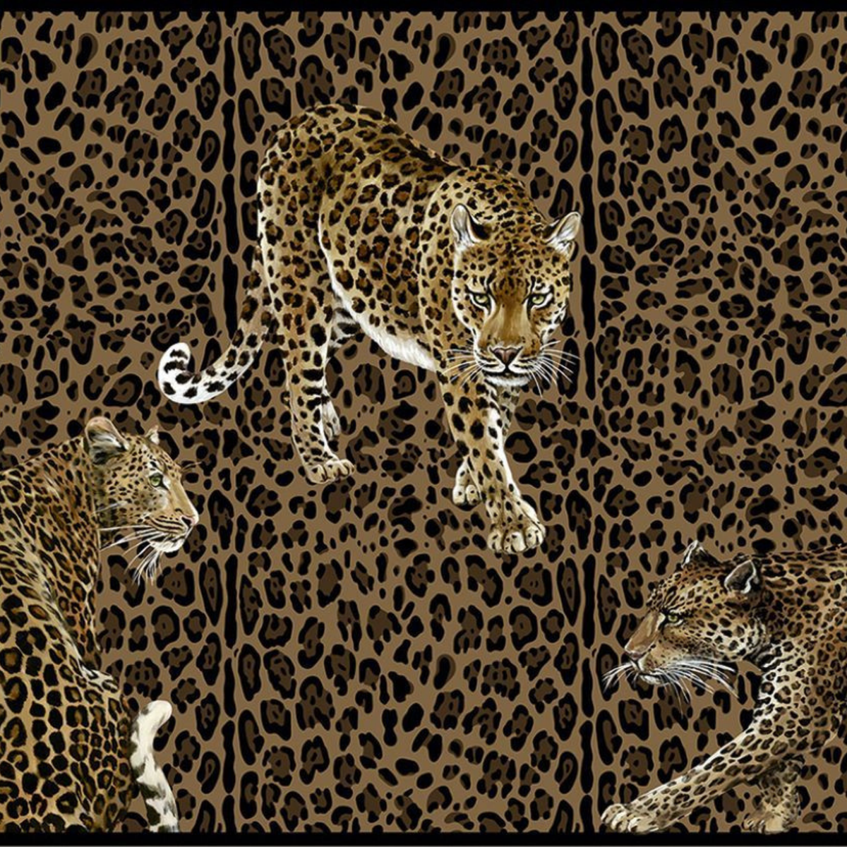 Dolce Gabbana Leopar Zeminde Leoparlar Pano Duvar Kağıdı