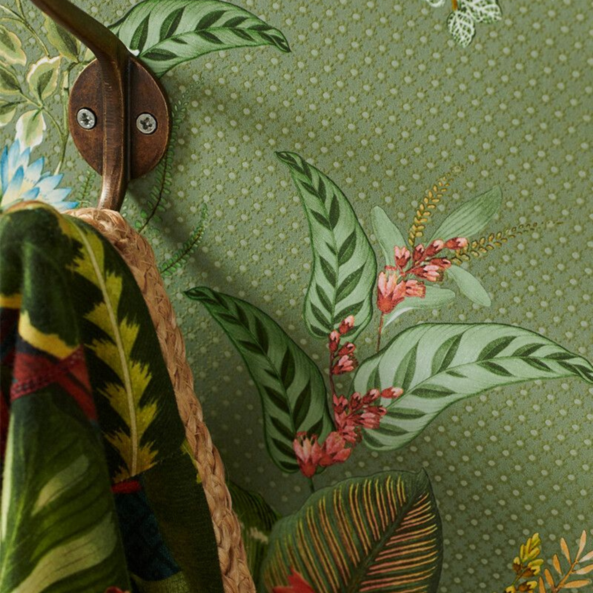 Pip Studio Botanik Tasarım Yeşil Zemin Florist Duvar Kağıdı
