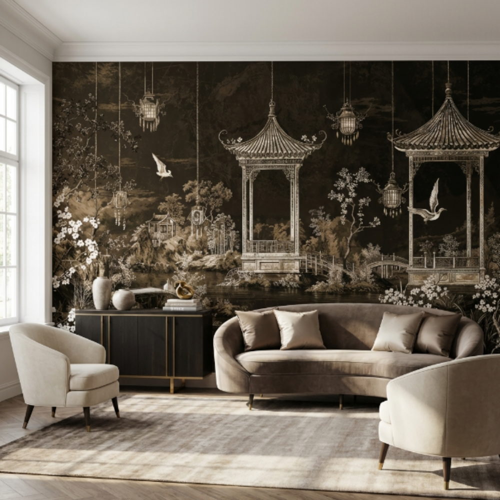 Doğu Bahçesi Pavilion Manzara Duvar Kağıdı – Imperial Mocha