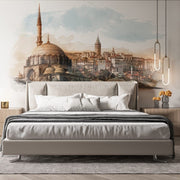İstanbul Ve Camii Çizim Duvar Kağıdı