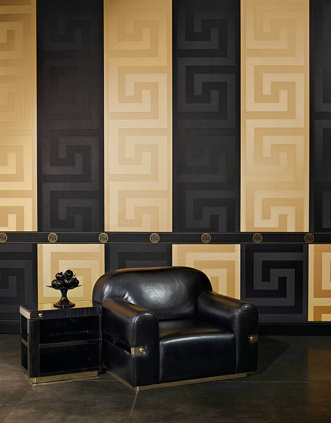 Versace Siyah Gold Labirent Desen Duvar Kağıdı