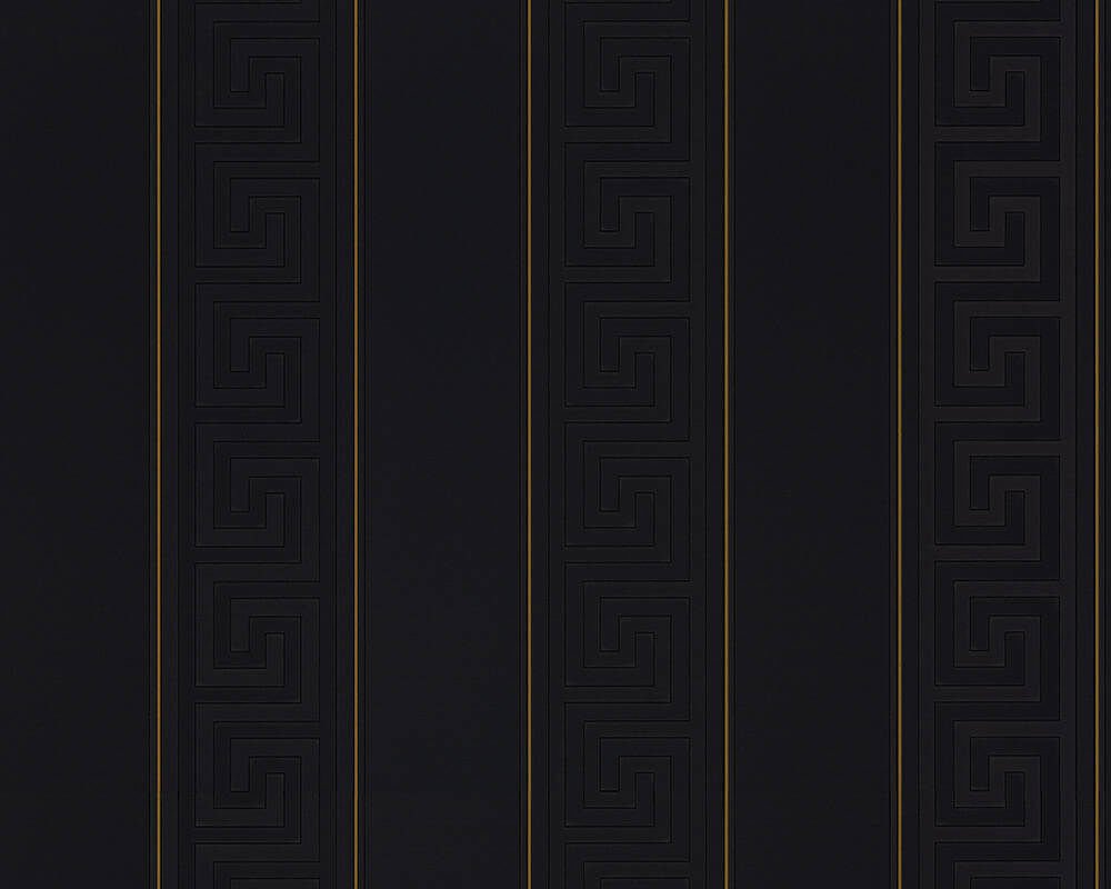 Versace Greek Key Stripe Siyah Duvar Kağıdı