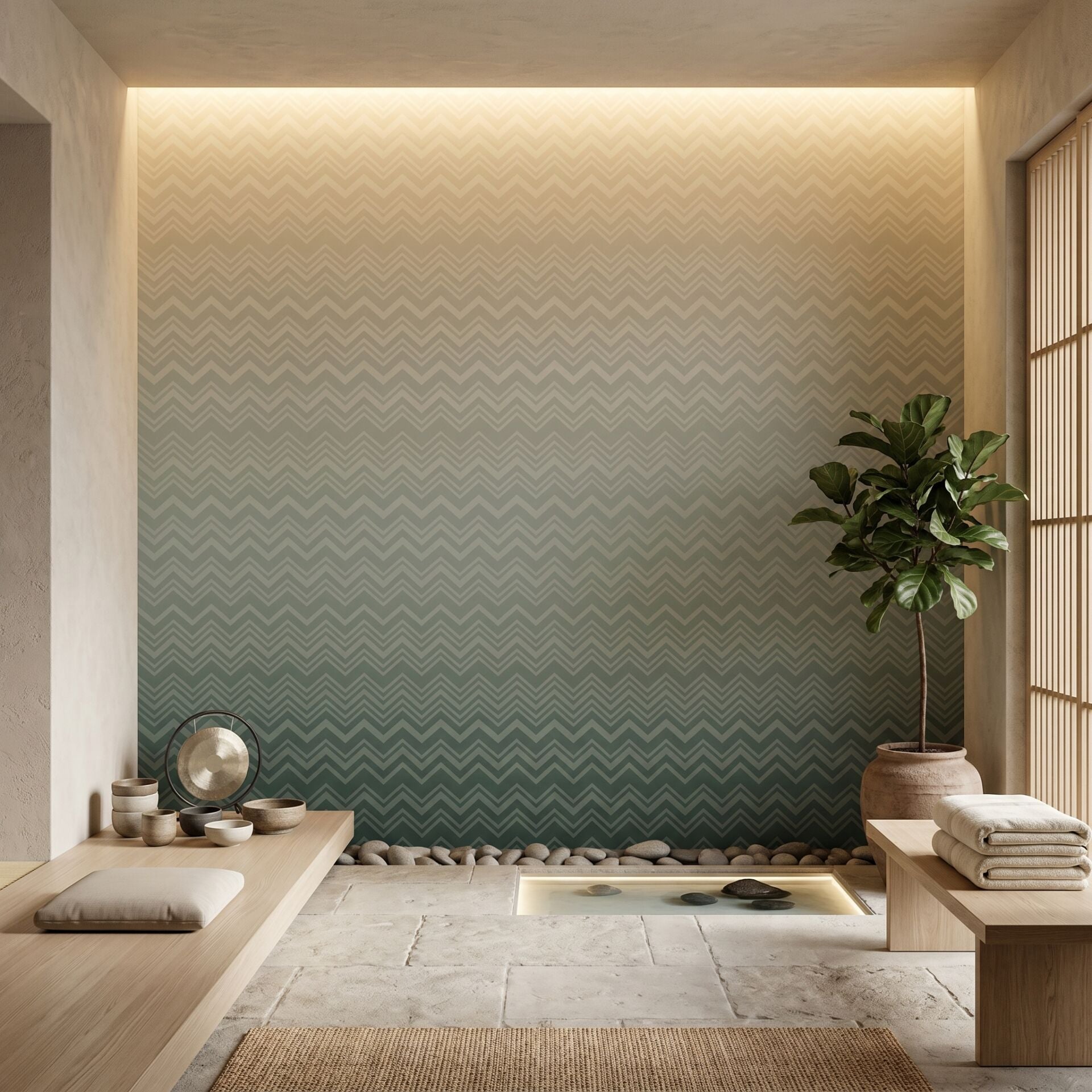 Missoni 4 Koleksiyonu İkonik Renkler Zigzag Duvar Kağıdı