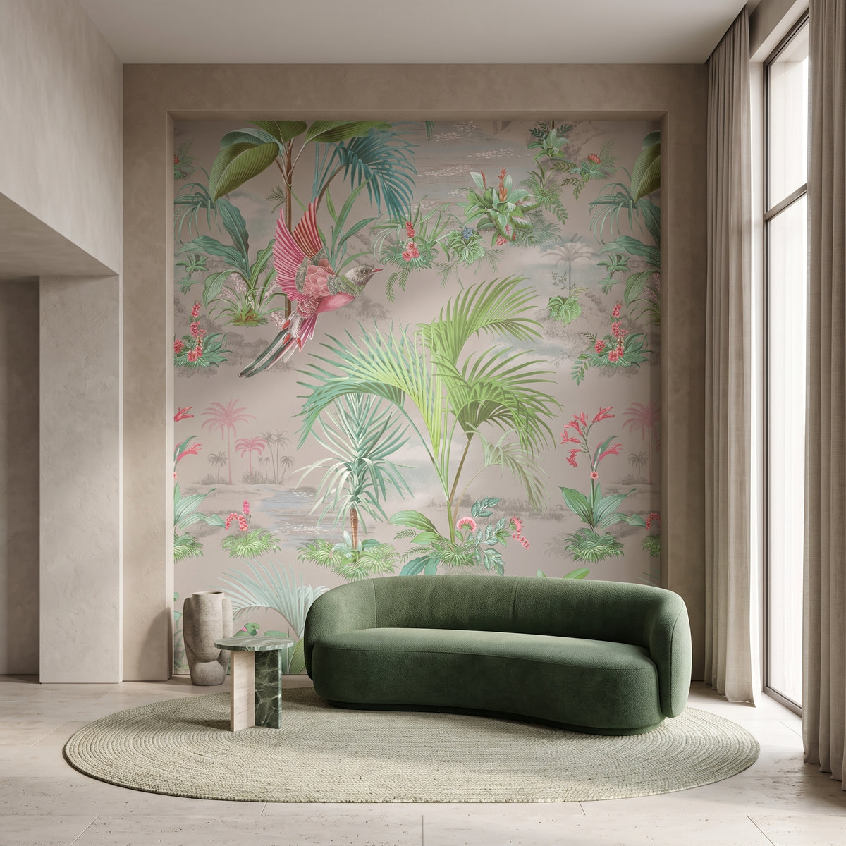 Pip Studio Palm Scene Gri Duvar Kağıdı