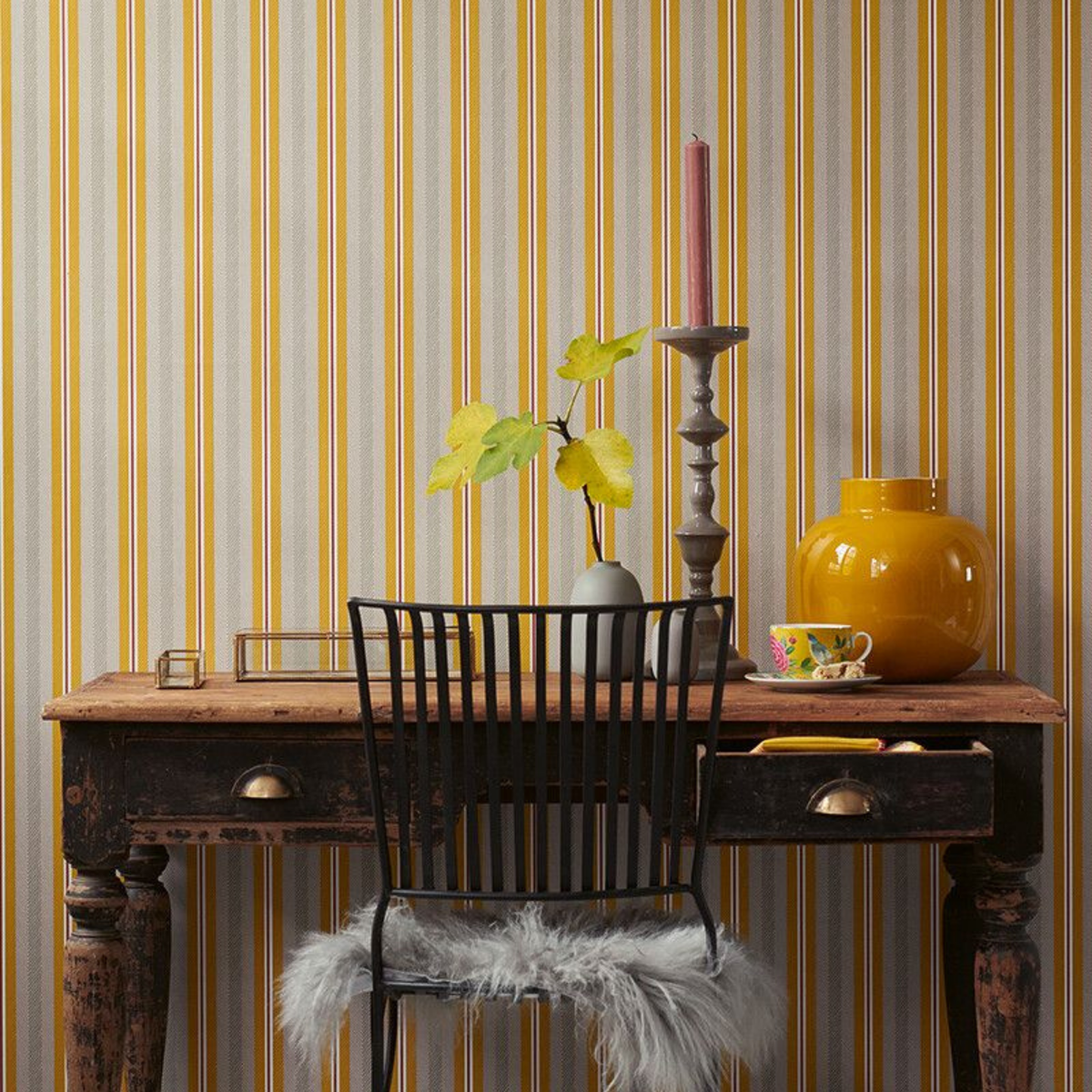Pip Studio Blurred Lines Ocre Karamel Duvar Kağıdı