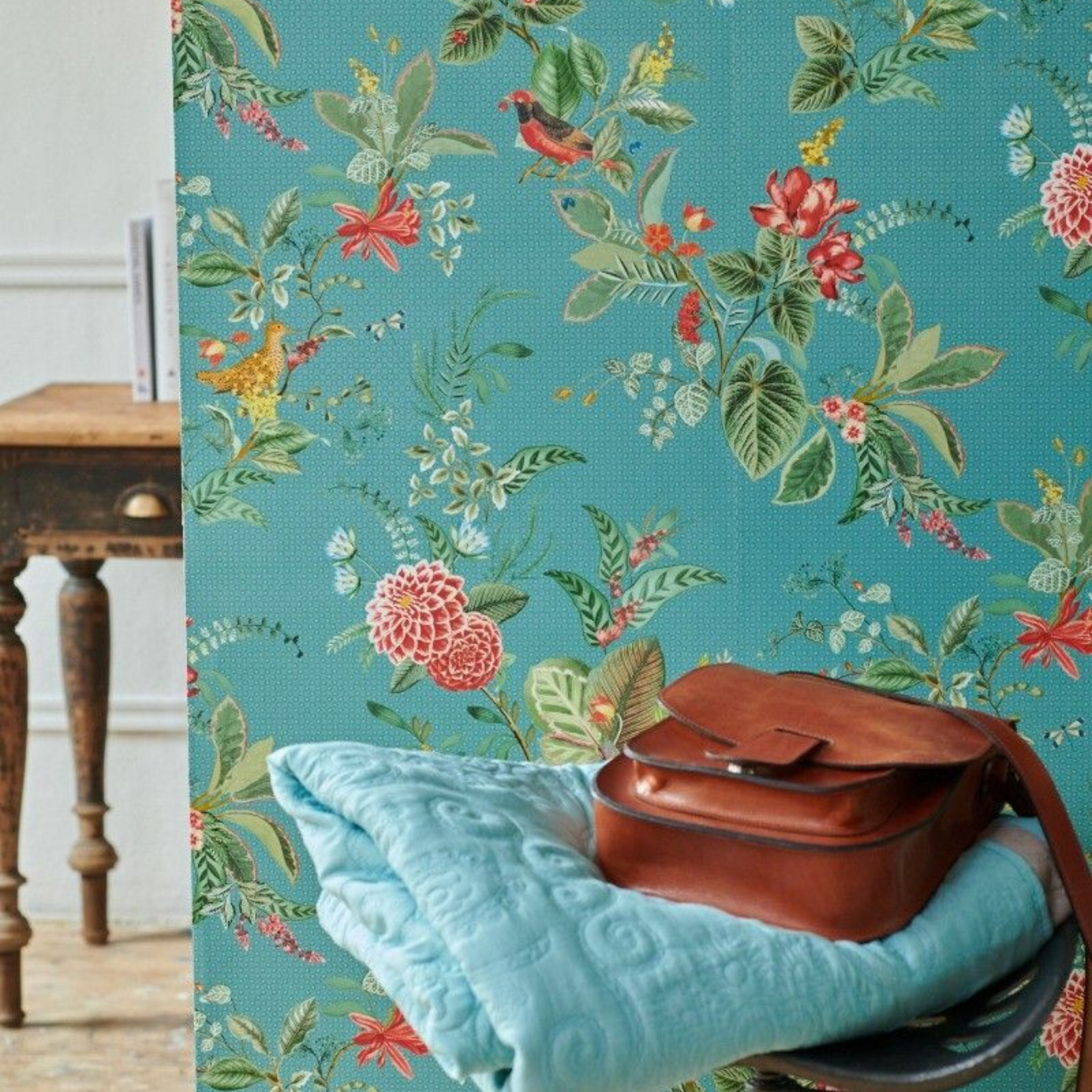 Pip Studio Botanik Tasarım Petrol Mavisi Florist Duvar Kağıdı