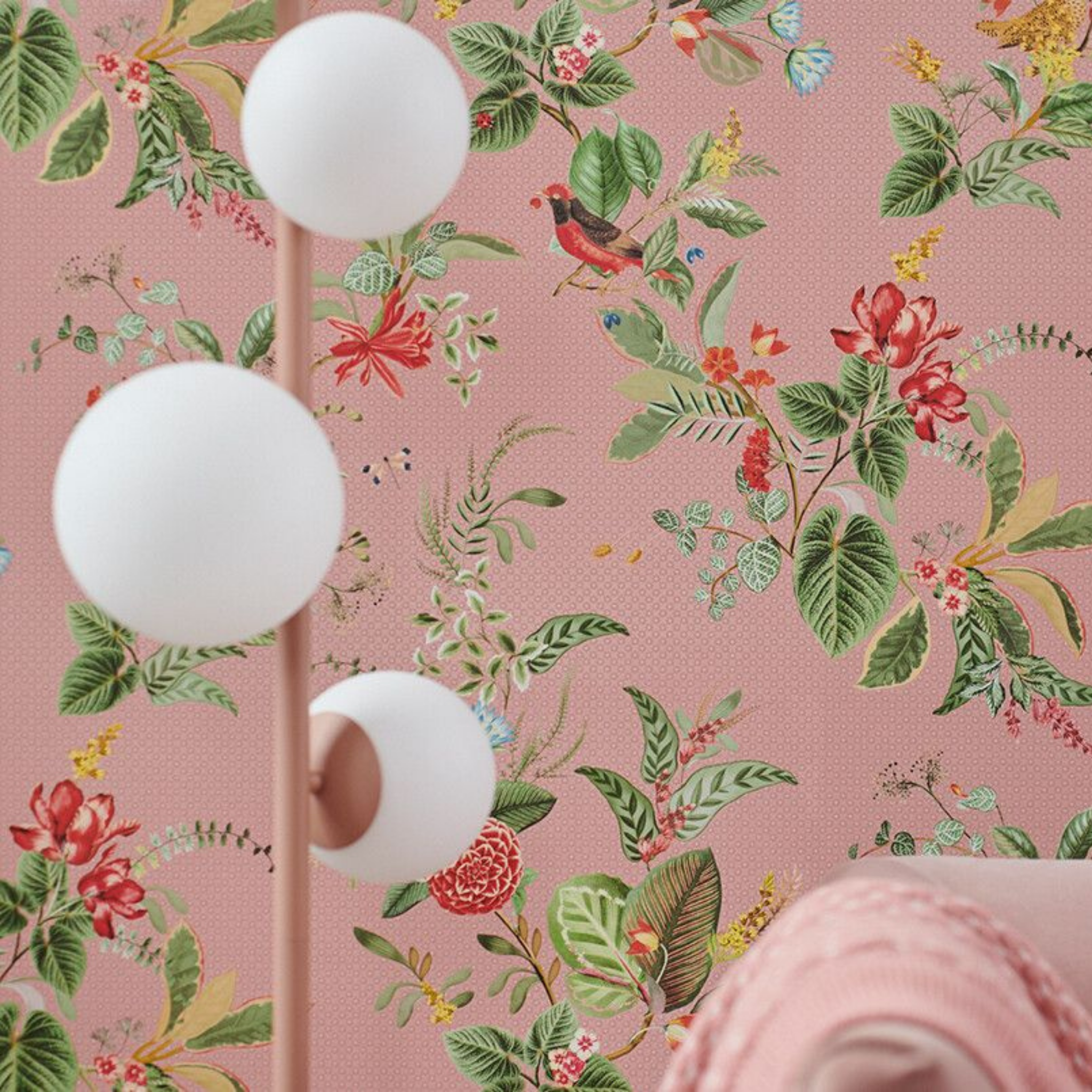 Pip Studio Floris Pembe Botanik Duvar Kağıdı