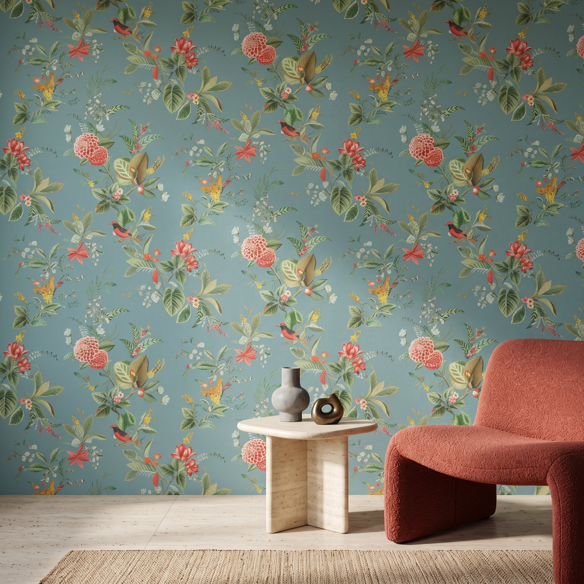 Pip Studio Botanik Tasarım Petrol Mavisi Florist Duvar Kağıdı