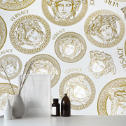 Versace 5 Medusa Head Krem & Gold Duvar Kağıdı