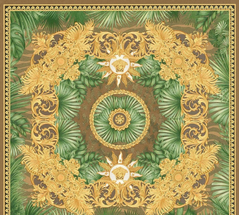 Versace 5 Koleksiyonu Karo Yeşil Desen Duvar Kağıdı