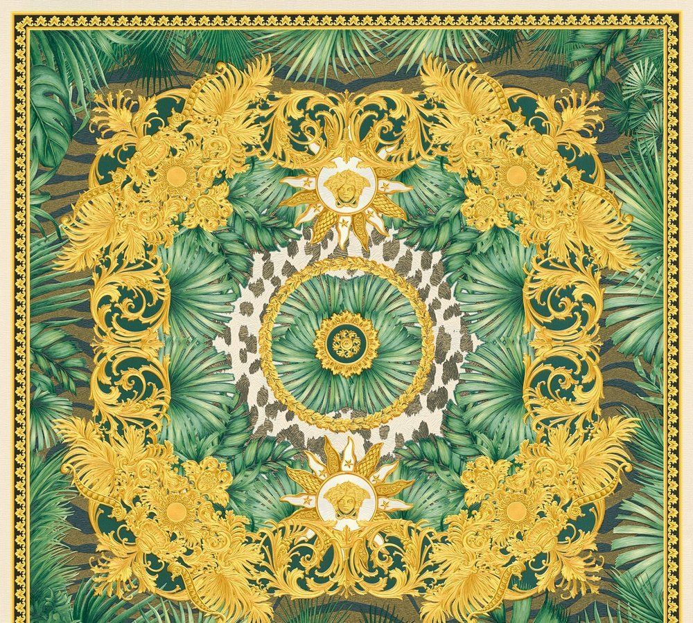 Versace 5 Virtus Karo Desen Gold Duvar Kağıdı