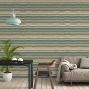 Missoni Home 1 Sarı Yeşil ZigZag Multicolore Vinil Duvar Kağıdı