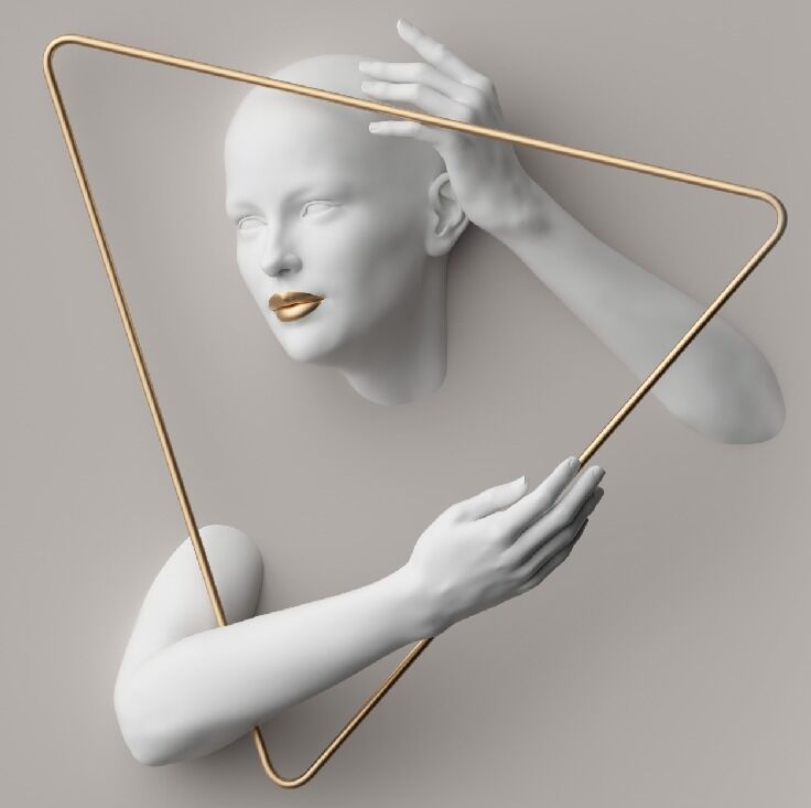 Minimal Gold Şekiller İçinde Kadınlar Duvar Kağıdı