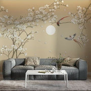 Chinoiserie Çiçekler ve Kuşlar Duvar Kağıdı
