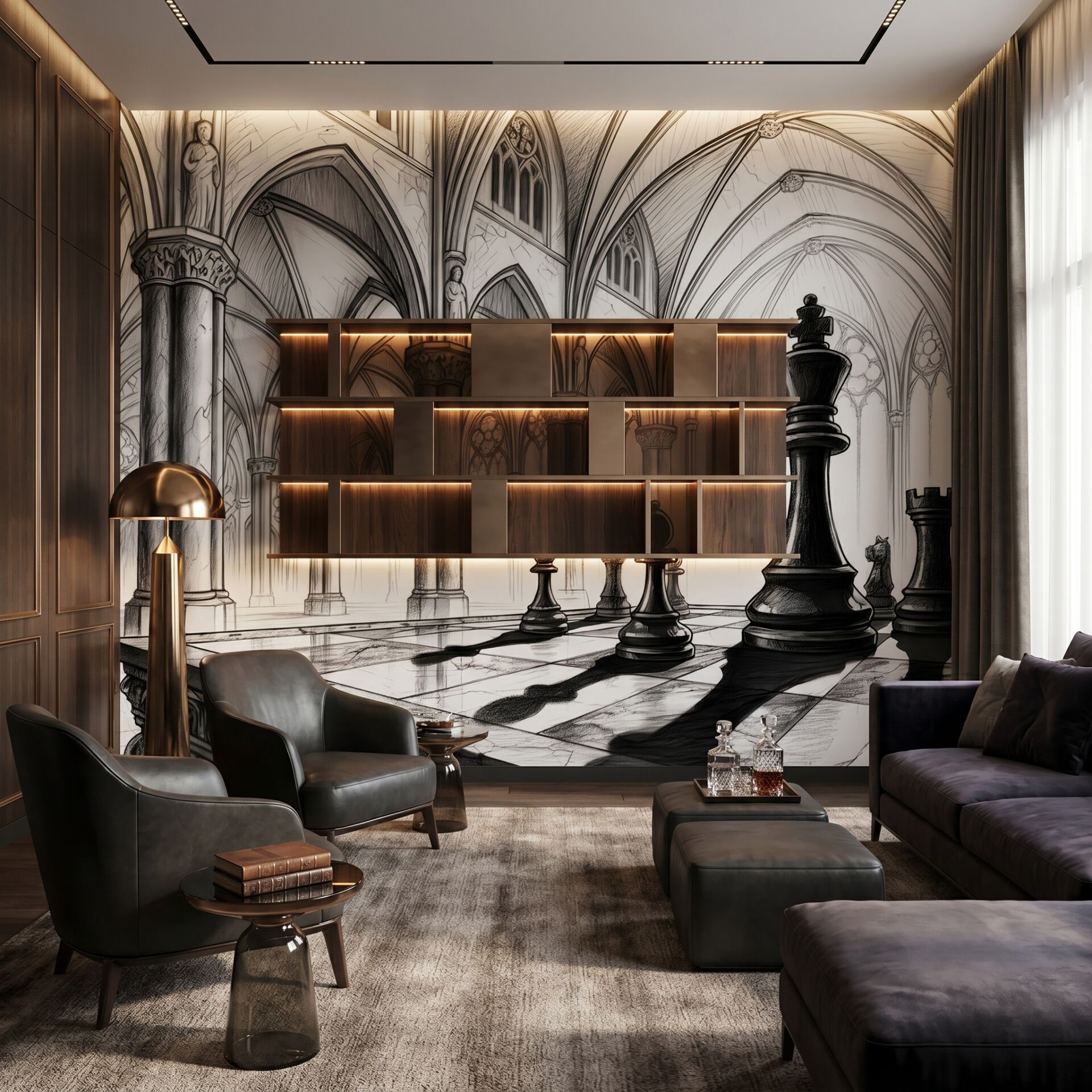 Gotik Satranç Salonu Duvar Kağıdı