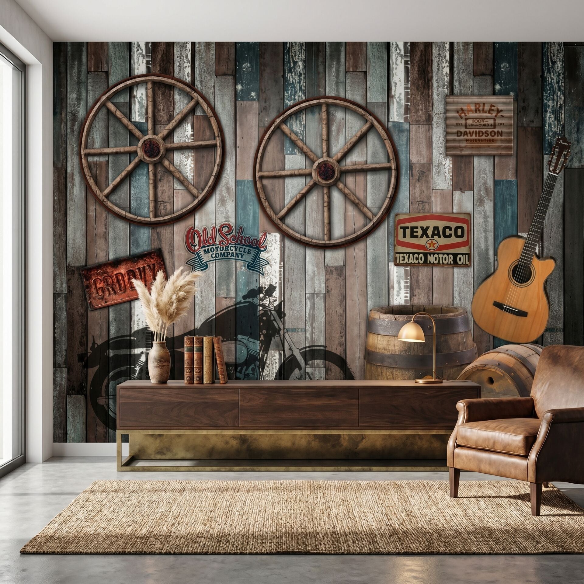 Motorsiklet Gitar Caffe Duvar Kağıdı