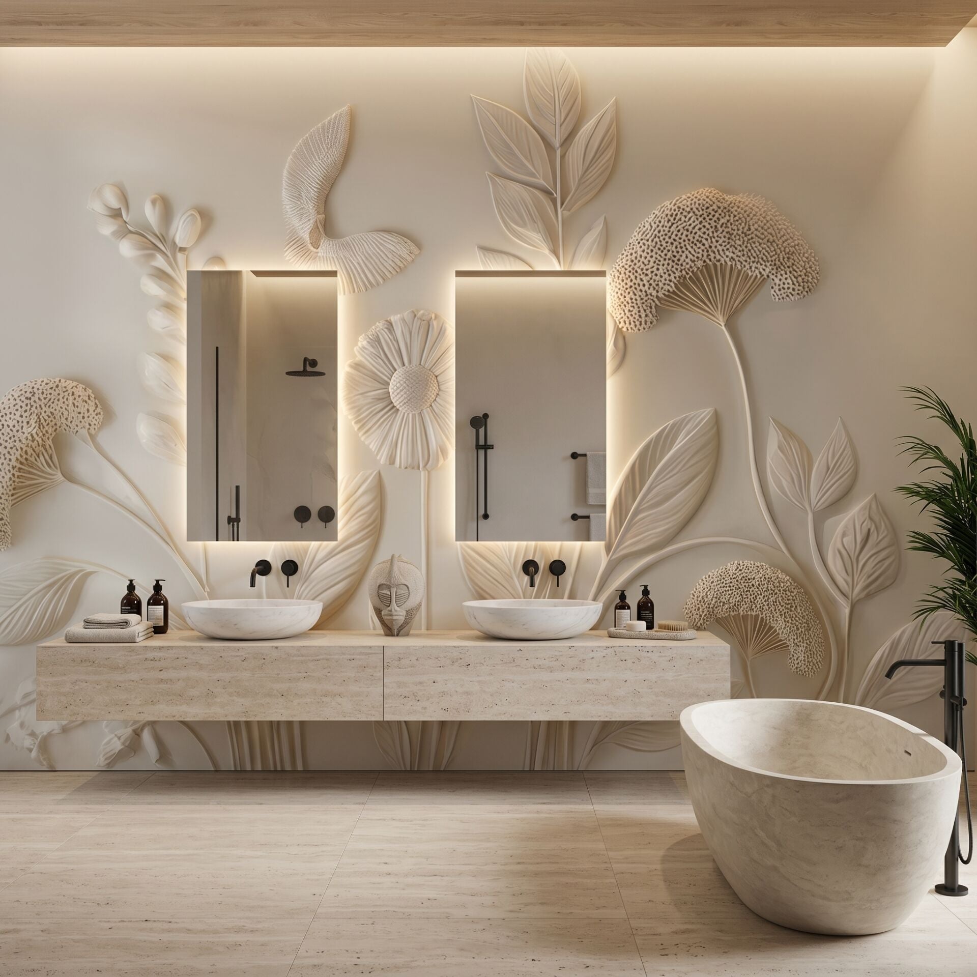 Modern 3D Çiçek Motifli Duvar Kağıdı