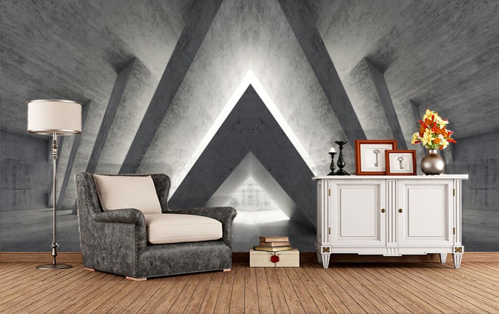 Geometrik Beton Piramit Desen Duvar Kağıdı