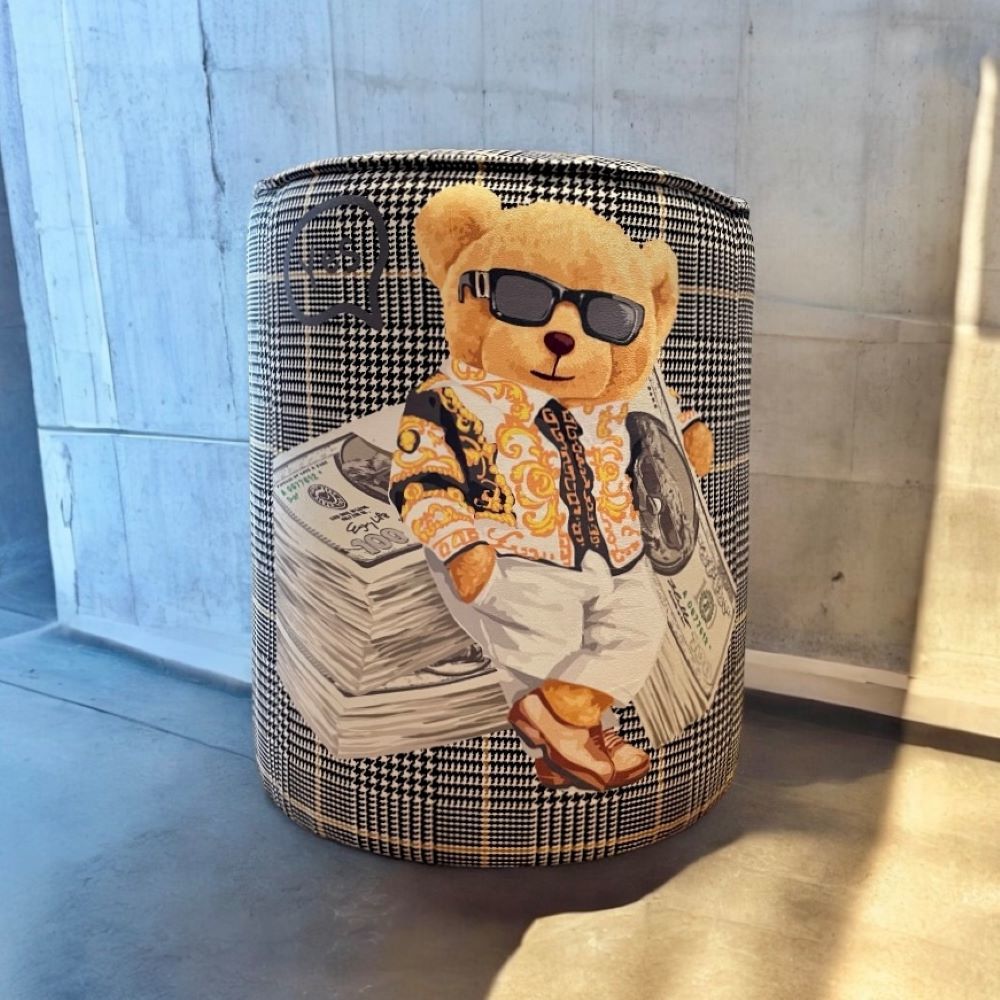 Mr.Versace Dolar Teddy Ekose Kumaşlı Puf