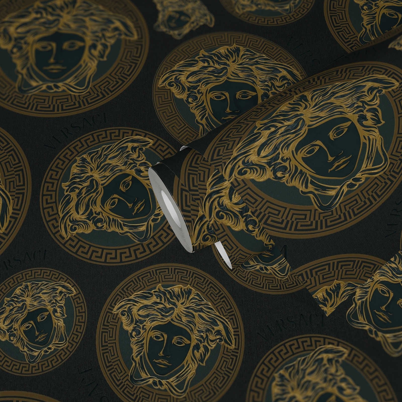 Versace 5 Medusa Head Black & Gold Duvar Kağıd