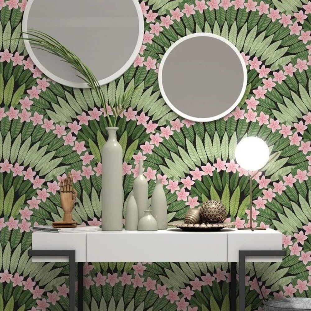 Tropikal Pembe Plumeria Çiçek Yaprakları Çiçek Duvar Kağıdı