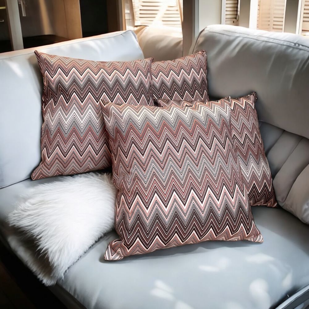 Zigzag Desenli Mürdüm Tonları Kırlent